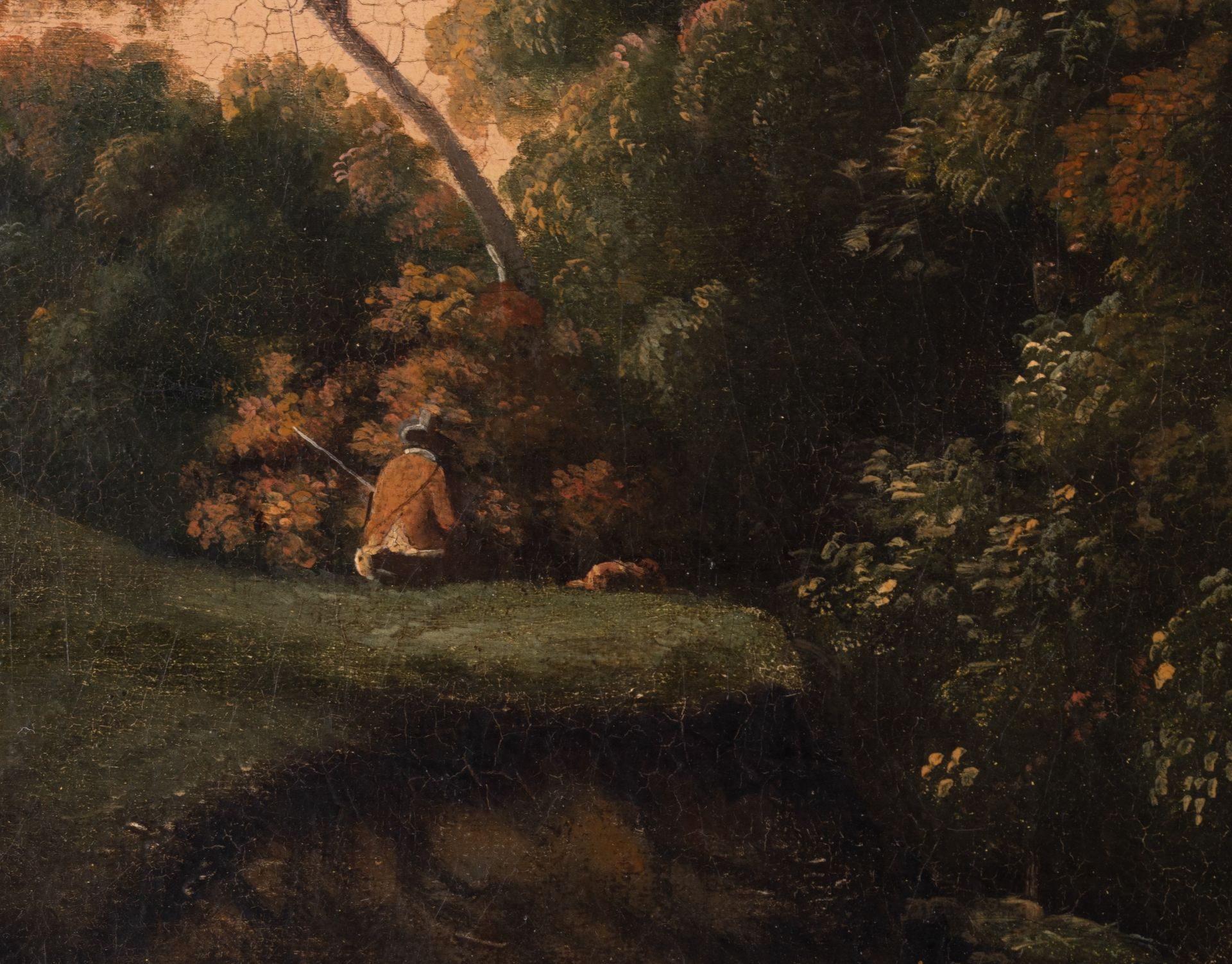19thC copy after Jan Weynants (1632-1684), landscape with figures, oil on canvas, 45 x 56 cm - Image 6 of 7