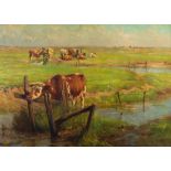 Geo Bernier (1862-1918), cows in the meadow, oil on canvas, 140 x 200 cm