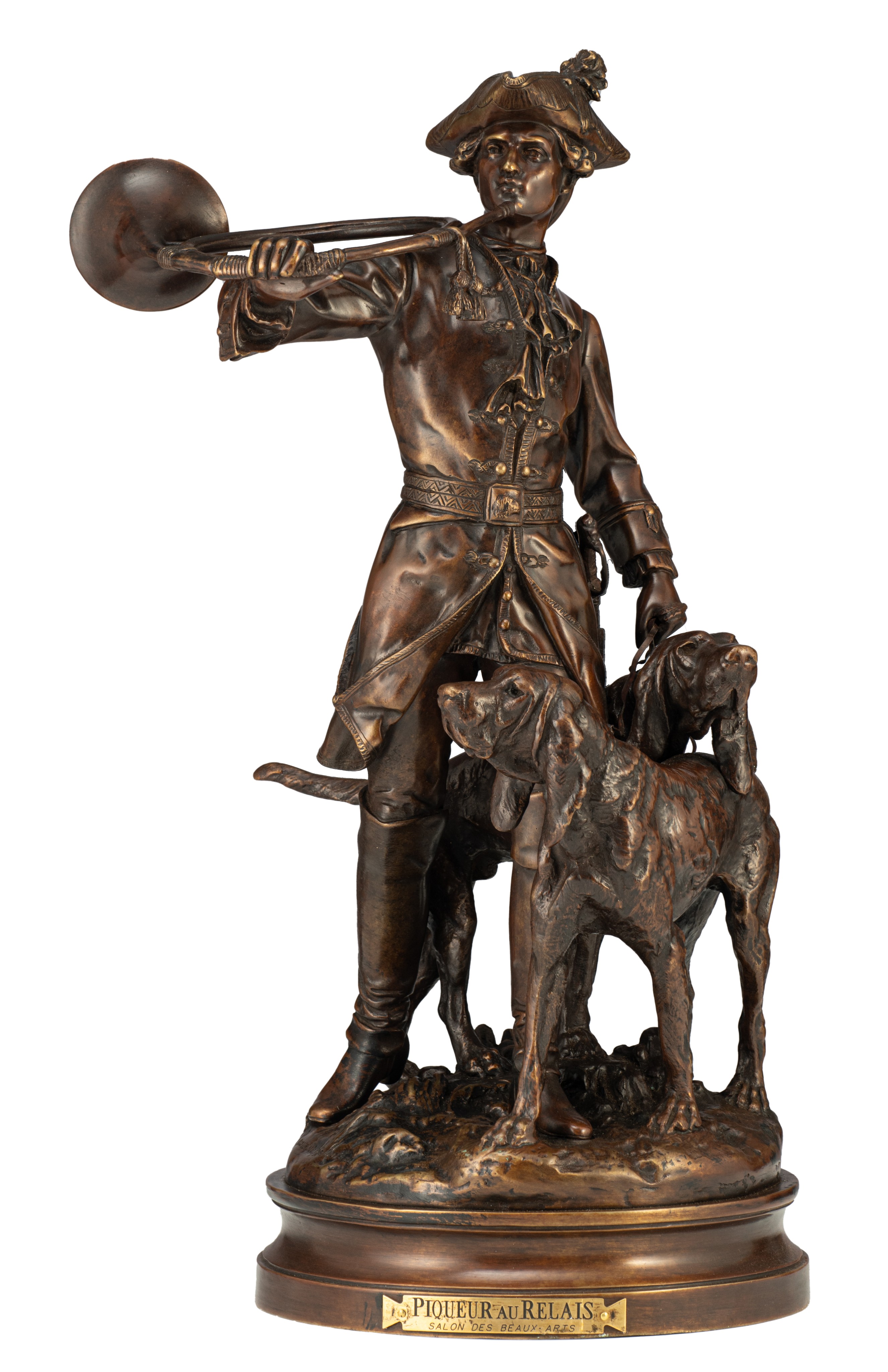 Hippolyte Moreau, 'Piqueur au Relais', patinated bronze, H 50 cm