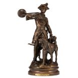 Hippolyte Moreau, 'Piqueur au Relais', patinated bronze, H 50 cm