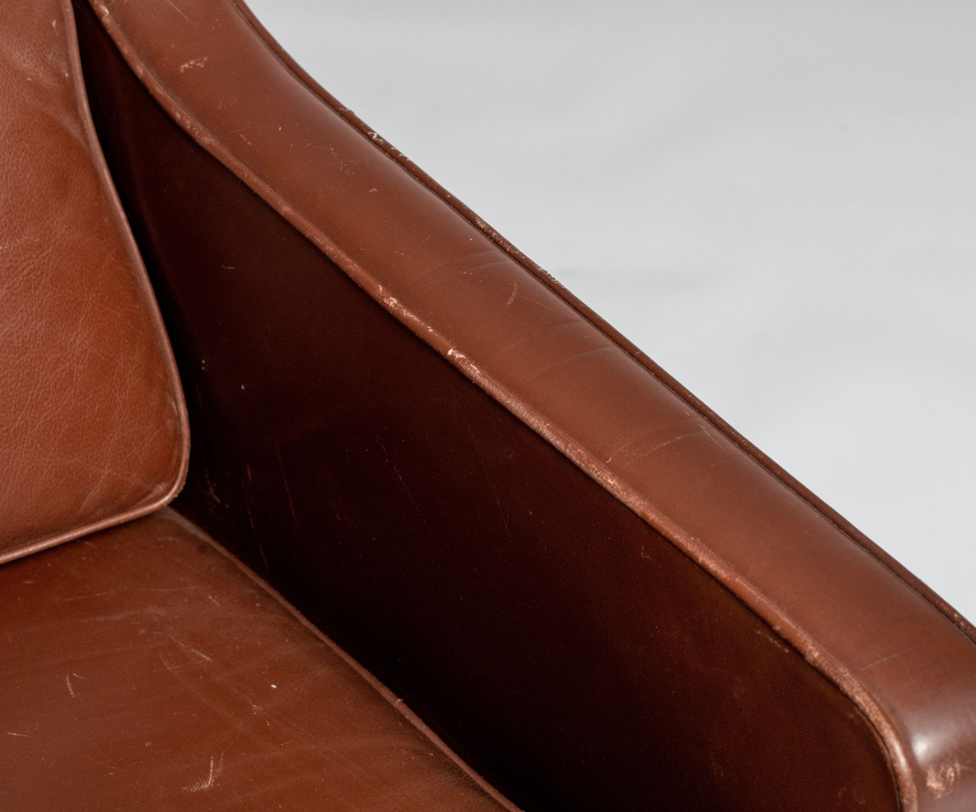 A brown leather armchair by Borge Mogensen for Ed Fredericia Stolefabrik, 1970, H 75 - W 71 cm - Image 10 of 13