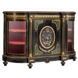 An impressive Neoclassical Napoleon III credenza, decorated with semi-precious stones, H 117 - W 170