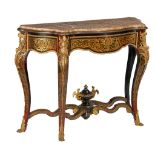 A Napoleon III Boulle work console table, with marble top, marked, H 95 - W 135 - D 50 cm