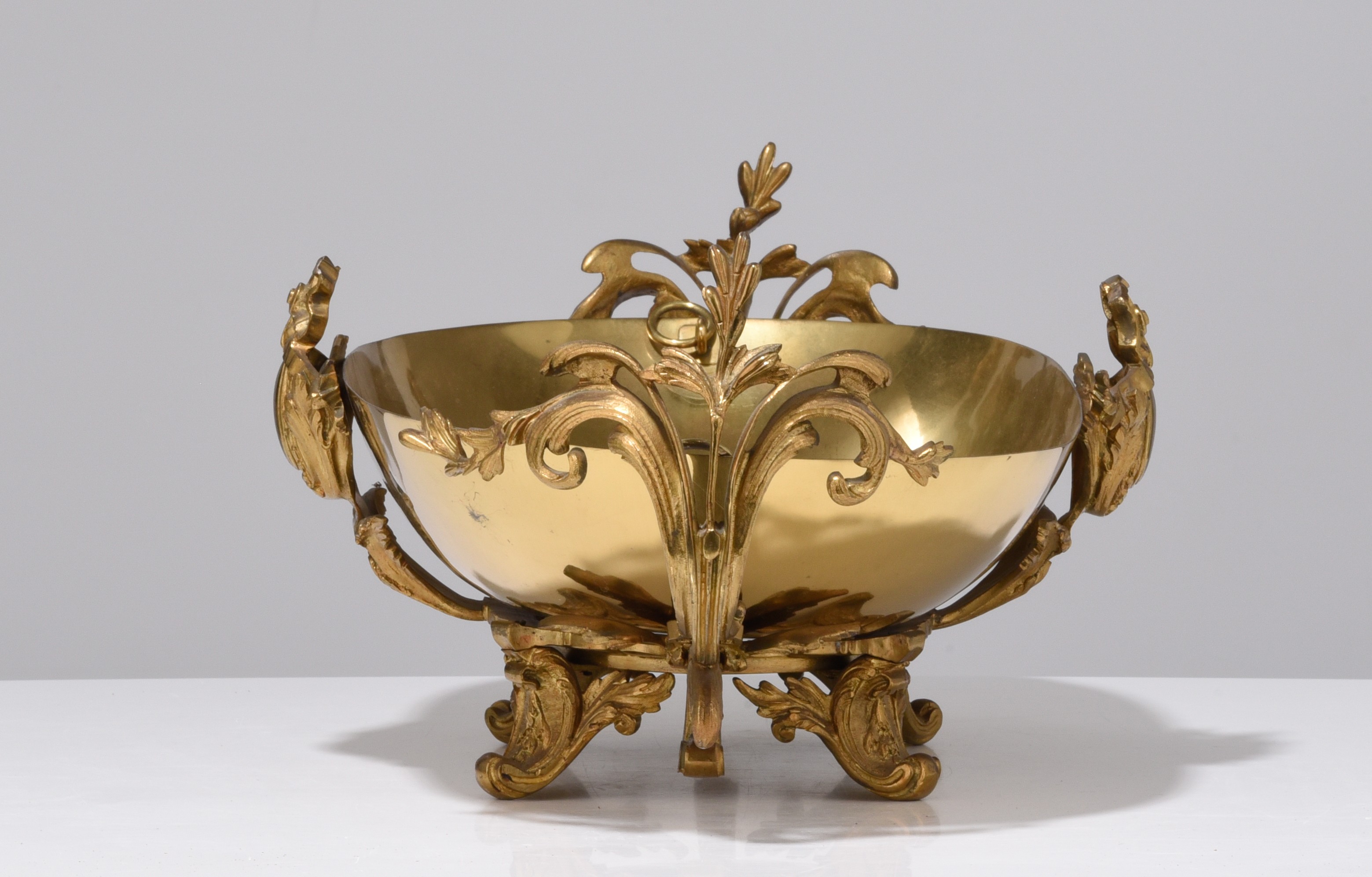 A large pair of Napoleon III gilt bronze candelabras and a matching coupe, H 74 - W 59 cm - Image 4 of 13