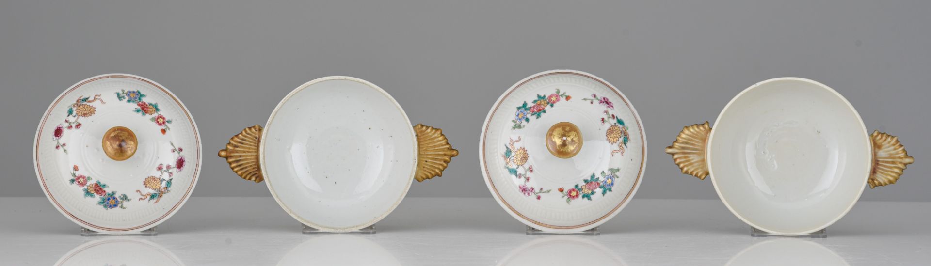 A series of two Chinese famille rose export porcelain tureens and matching dishes, Qianlong period, - Image 8 of 9