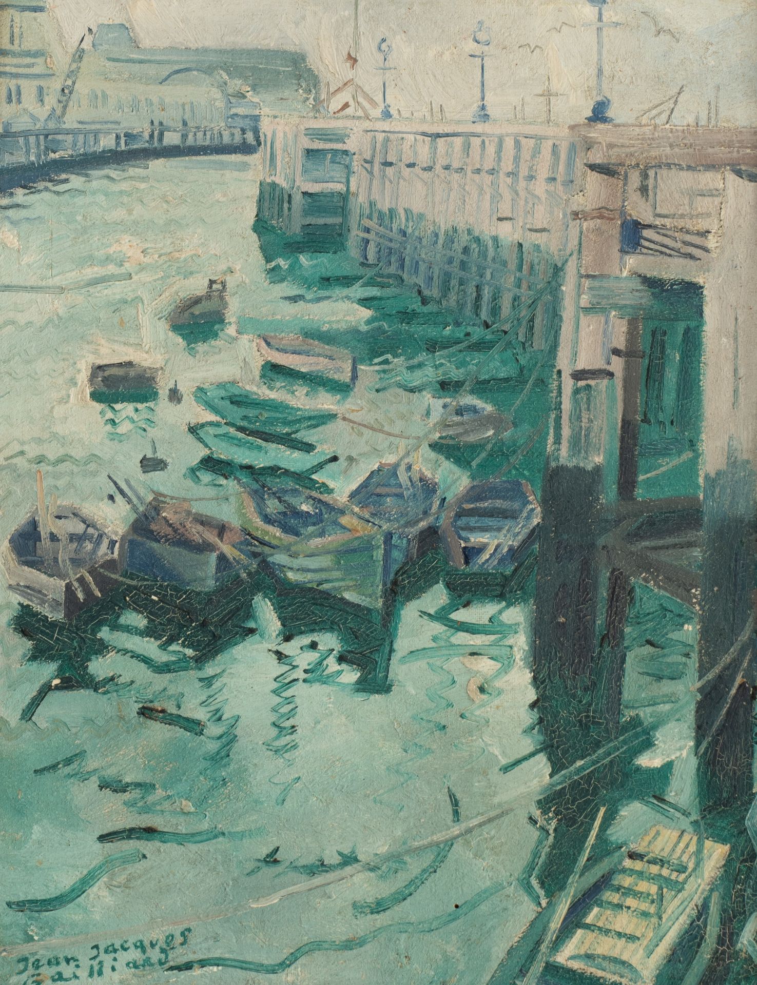 Jean-Jacques Gailliard (1890-1976), 'Gare Maritime Ostende', oil on triplex, 33,5 x 43 cm