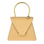 A leather Delvaux triangle handbag, H 17 - 21 - 15 cm