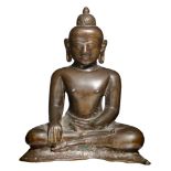 An Indian bronze seated Buddha, H 21,5 cm