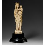 A Dieppe or Paris late 19th/early 20th century carved ivory Madonna and Child, H 21 - 26 cm, weight