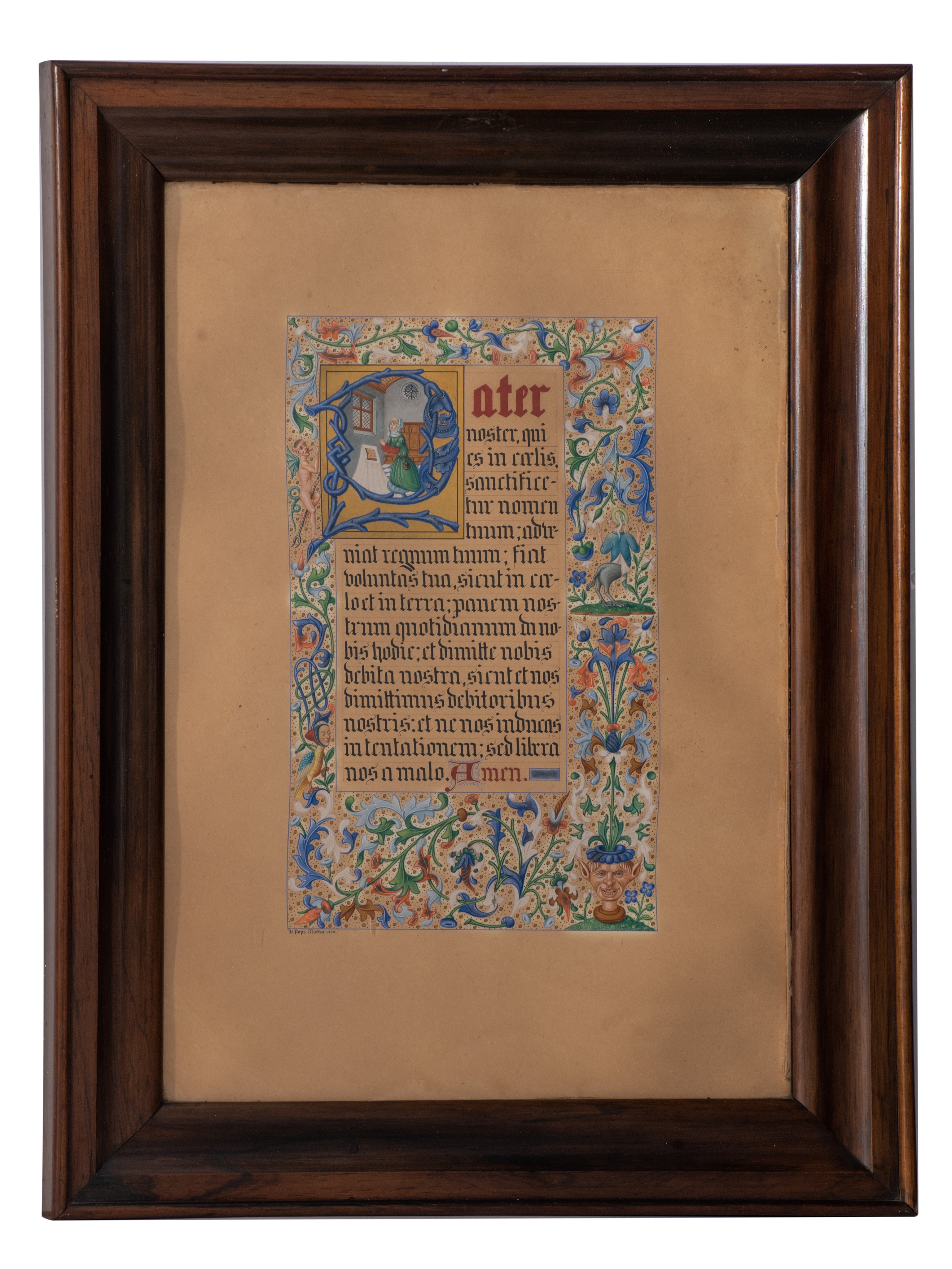 A pair of folios of Gothic Revival illuminated manuscripts by De Pape Masyn, 1860, 15,5 x 25,5 cm - Image 2 of 5