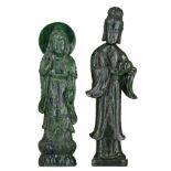 Two Chinese jadeite stone figures, H 68,5 - 75 cm
