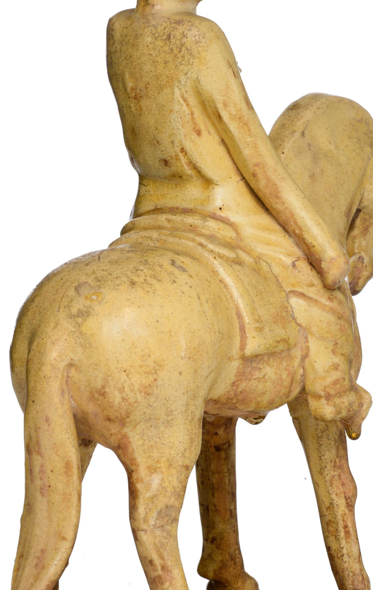 A collection of Chinese (straw-glazed) pottery horses, Sui/Tang-type, tallest H 32 - W 24 cm (3) - Image 24 of 29