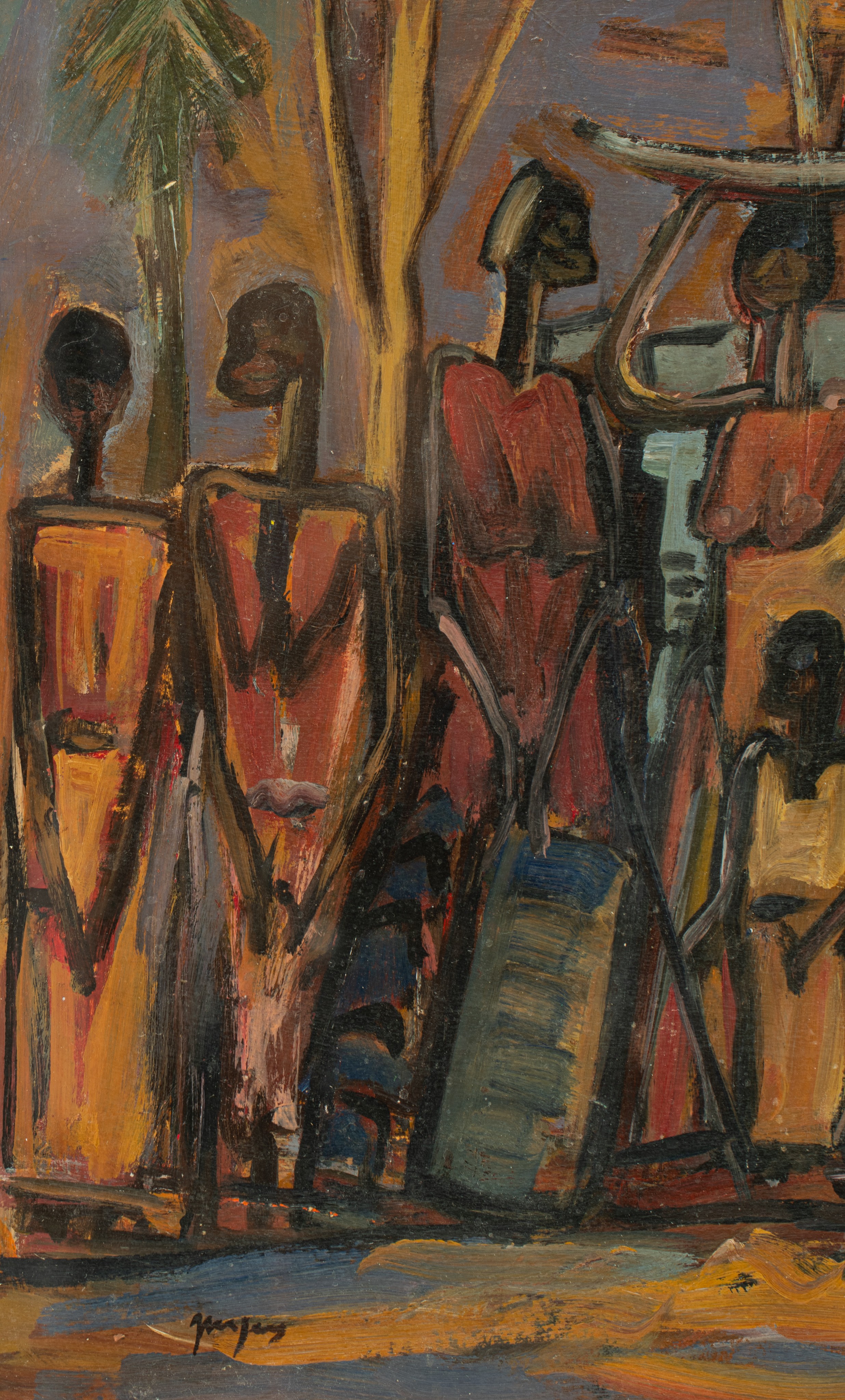 Floris Jespers (1889-1965), animated scene in Congo, '50s, oil on board, 33,5 x 44 cm - Image 5 of 7