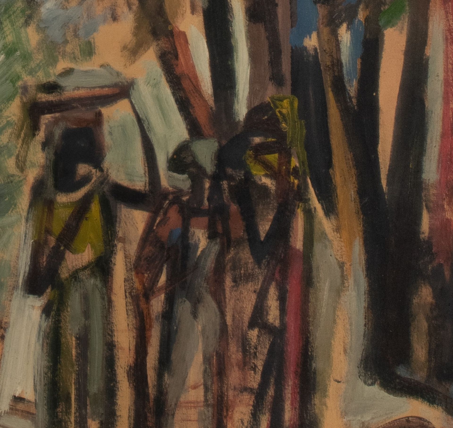 Floris Jespers (1889-1965), an African marketplace, oil on paper, 48 x 66 cm - Image 5 of 5