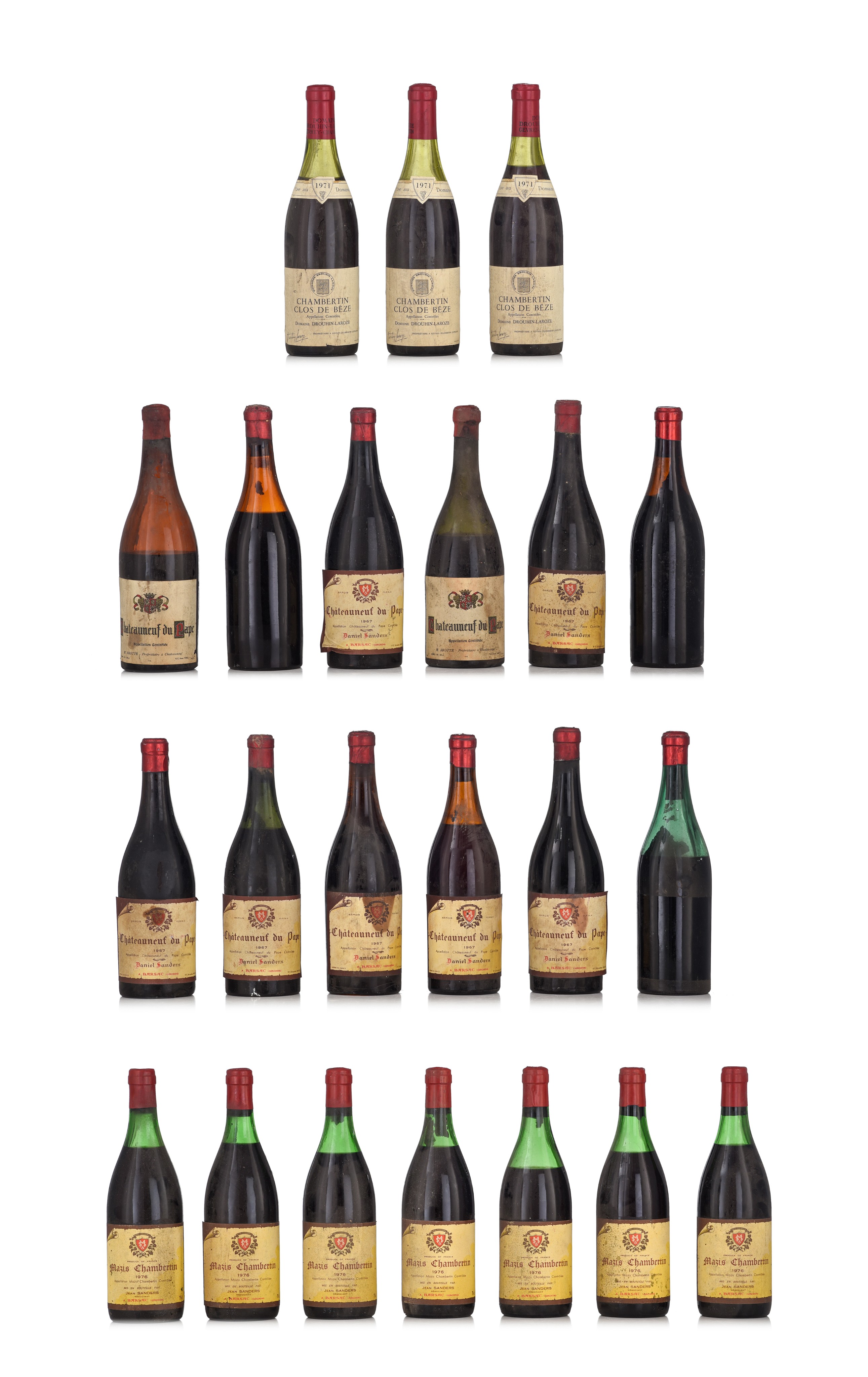 A collection of 'Chambertin Clos de Beze', 'Chateauneuf du Pape' and 'Mazis Chambertin'