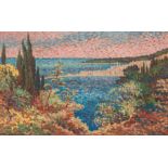 Lucien Maxime Roubinet (1926), pointillist view on 'La baie de Menton', oil on canvas, 38 x 61 cm