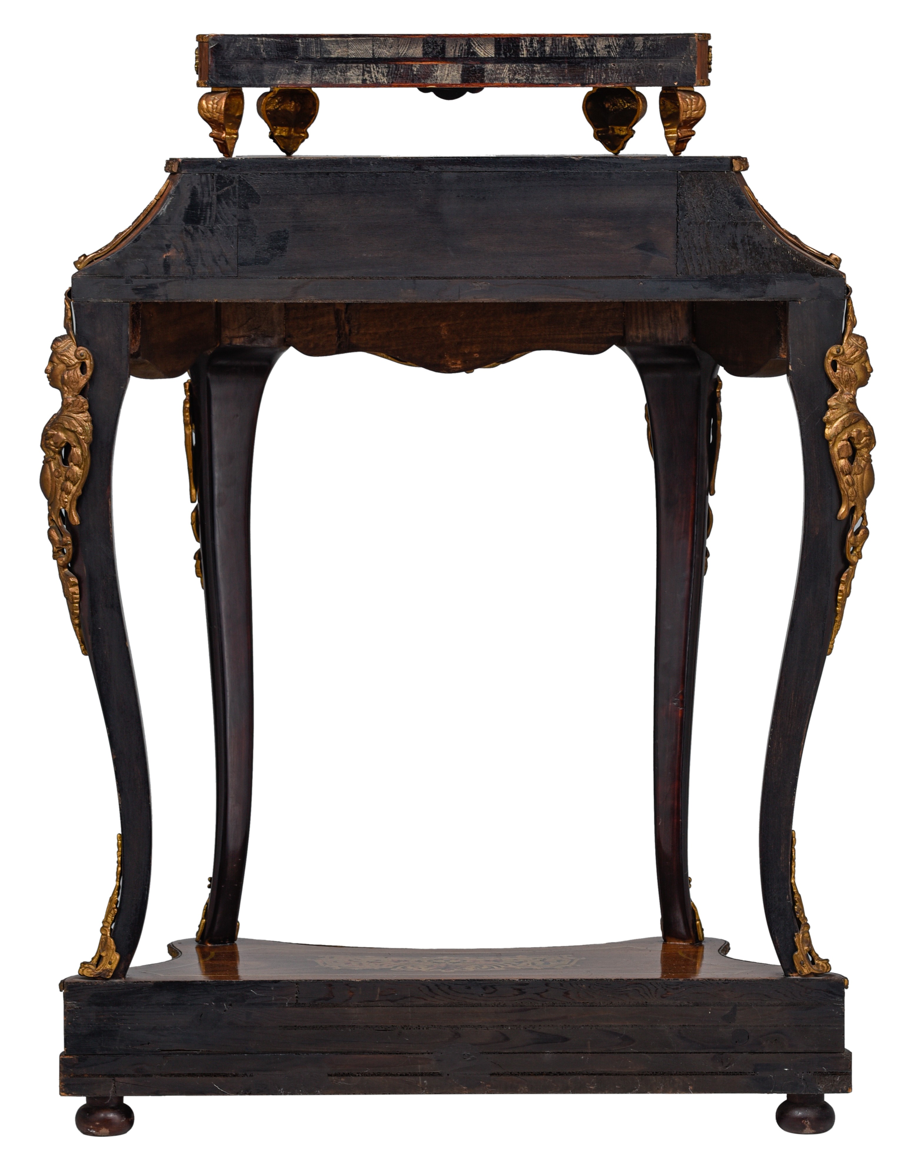 An imposing Baroque style Boulle cartel clock on stand, with gilt bronze mounts, H 184 cm - Image 11 of 15