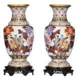 A pair of Chinese cloisonne bronze vases, 20thC, H 52 cm