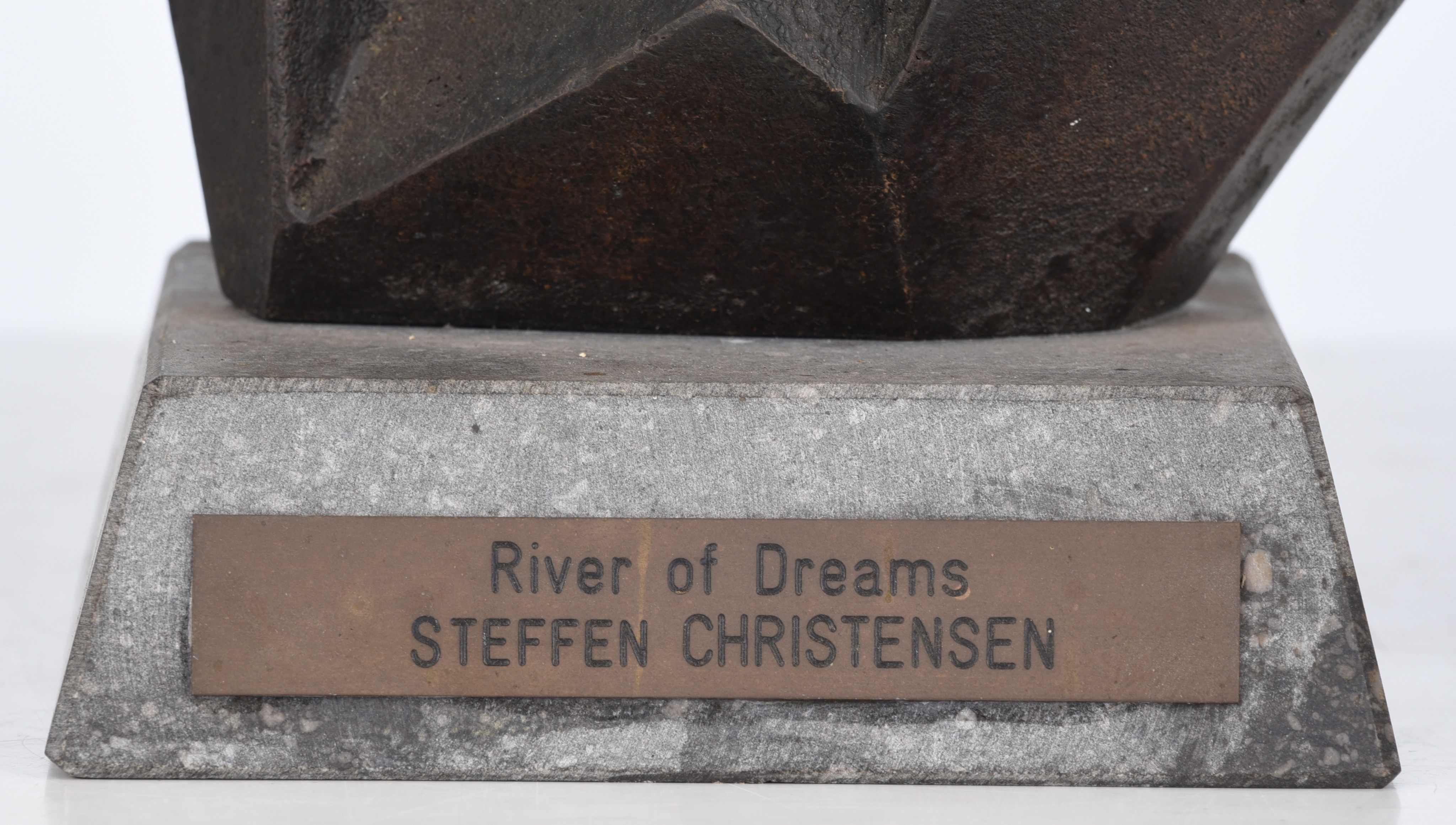 Steffen Christensen (1941), 'River of Dreams', patinated bronze on a Belgian blue stone base, H 39,5 - Image 8 of 8