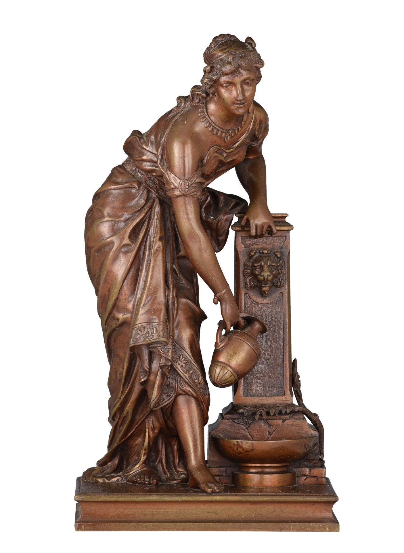 Adrien Etienne Gaudez (1845-1902),A beauty near the well, patinated bronze, H 39 cm