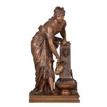 Adrien Etienne Gaudez (1845-1902),A beauty near the well, patinated bronze, H 39 cm