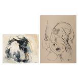 Maurice Boel (1913-1998), untitled oil painting and charcoal drawing, 38 x 47 - 46 x 58 cm