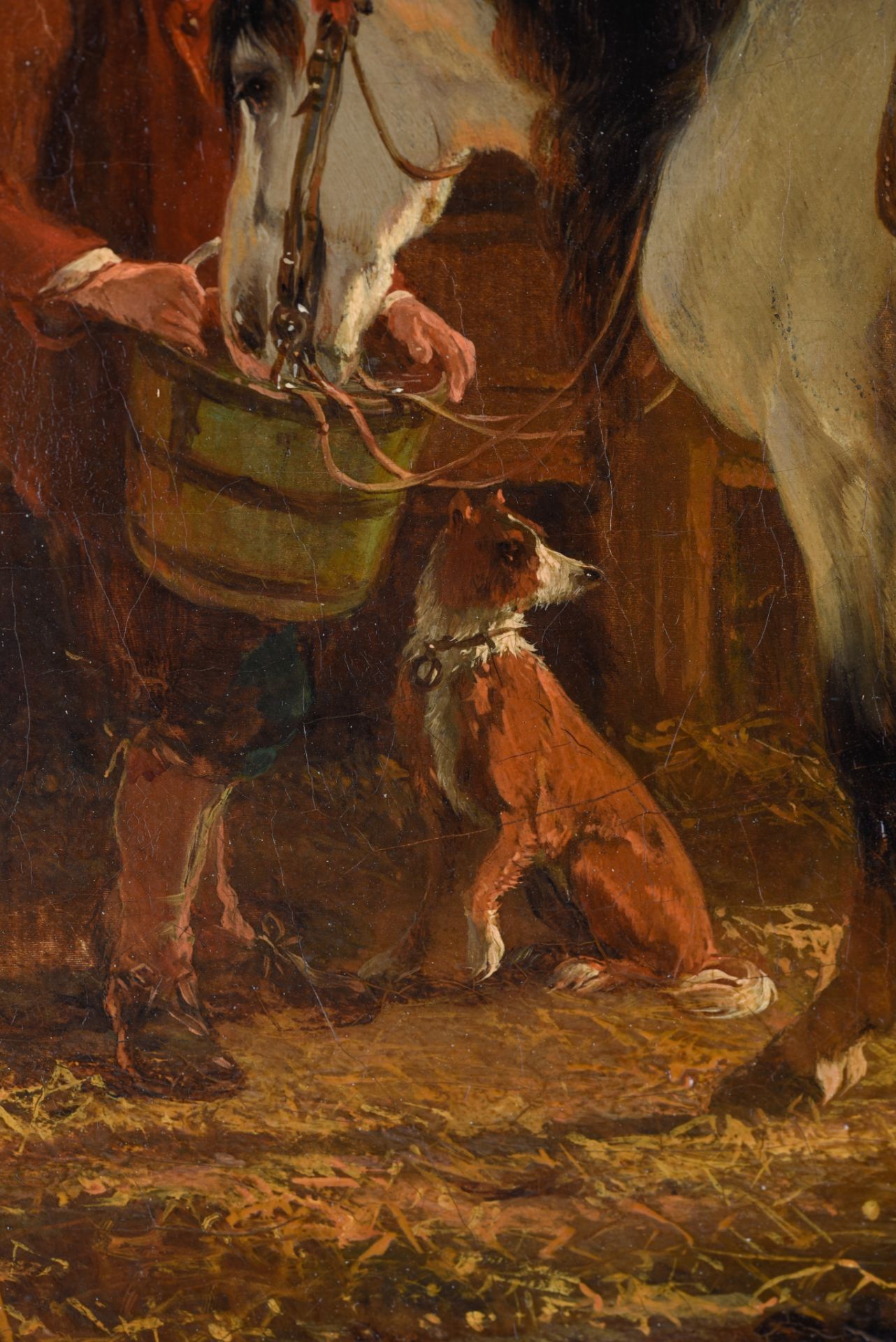 Joseph Moerenhout, Horses in a barn, 19thC, oil on canvas, 38 x 49 cm - Image 7 of 8