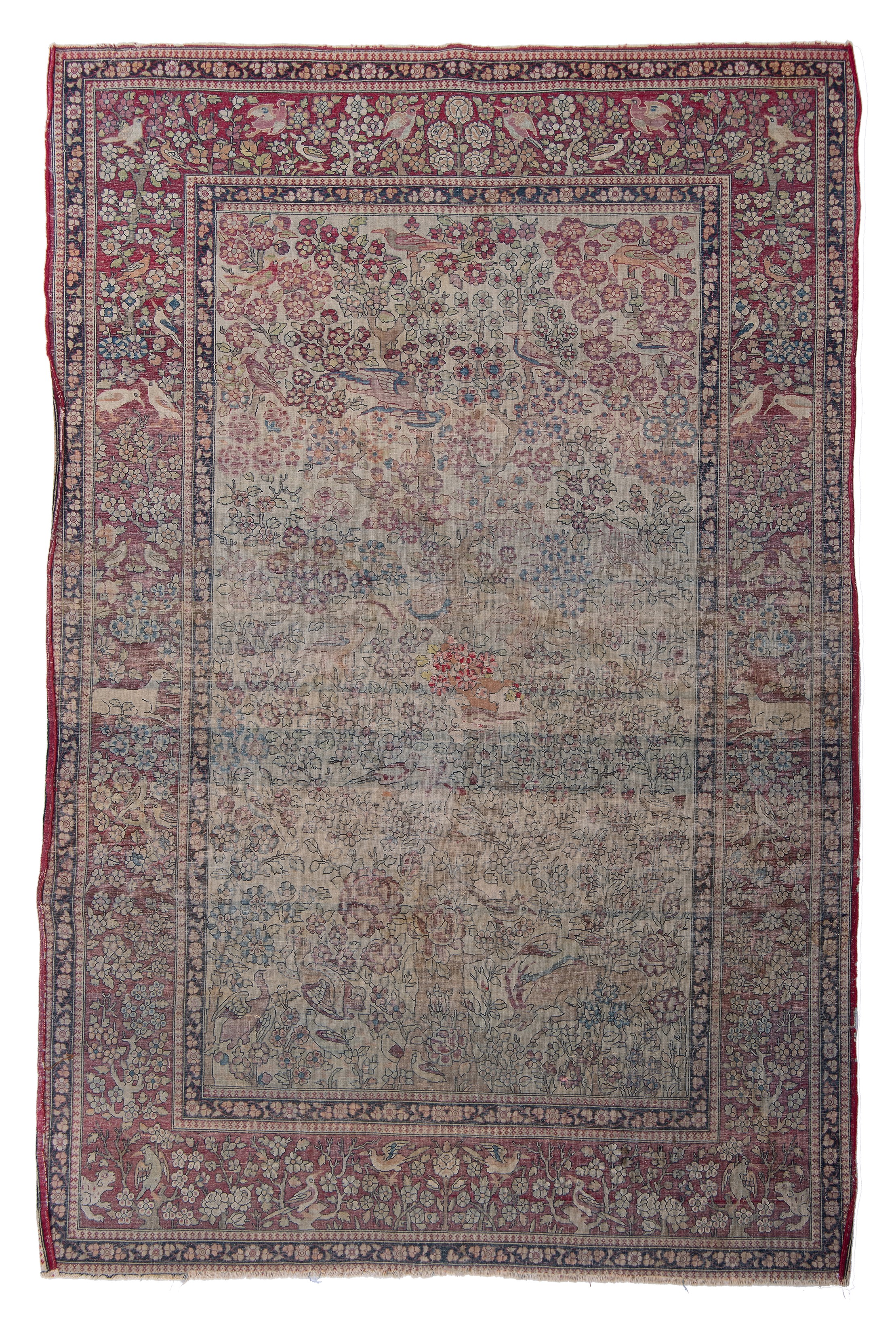 An antique Persian Ispahan rug, depicting the tree of life, 137 x 206 cm (+) - Image 2 of 7