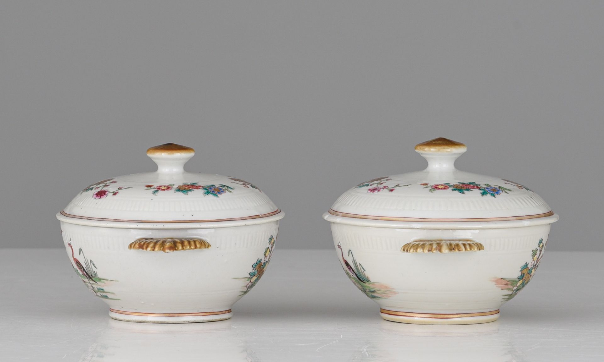 A series of two Chinese famille rose export porcelain tureens and matching dishes, Qianlong period, - Image 5 of 9