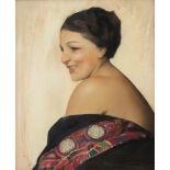 Firmin Baes (1874-1945) 'La Rieuse', pastel on canvas, 48,5 x 58,5 cm (+)