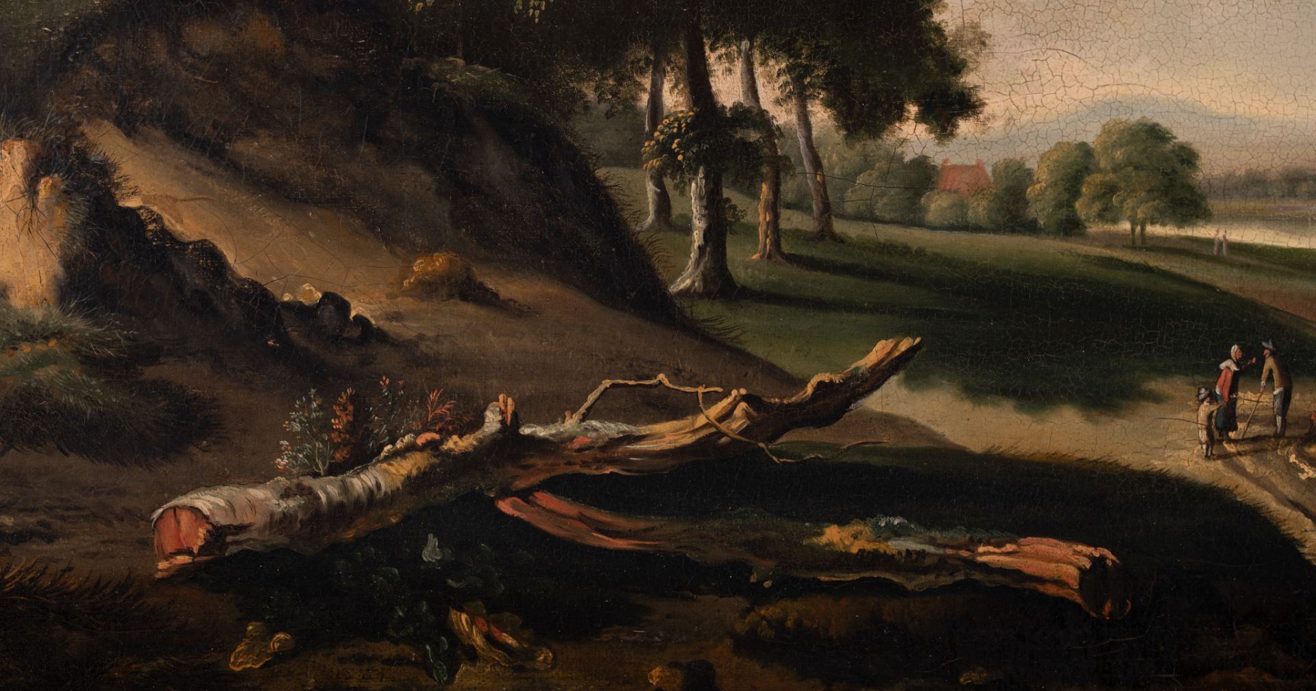 19thC copy after Jan Weynants (1632-1684), landscape with figures, oil on canvas, 45 x 56 cm - Image 5 of 7