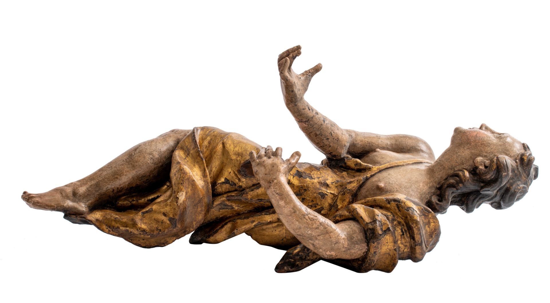 A fine pair of Baroque polychrome limewood angel figures, late 17thC, Southern Germany, H 77 cm - Image 3 of 14