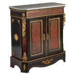 A Napoleon III Boulle work 'meuble d'appui', with gilt bronze mounts and Carrara marble top, H 104 -