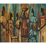 Floris Jespers (1889-1965), African Ladies in Congo, '50s, oil on board, 49 x 57 cm