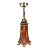 An Empire-style Thomire type 6-armed candelabra on a matching mahogany stand, H 163 cm