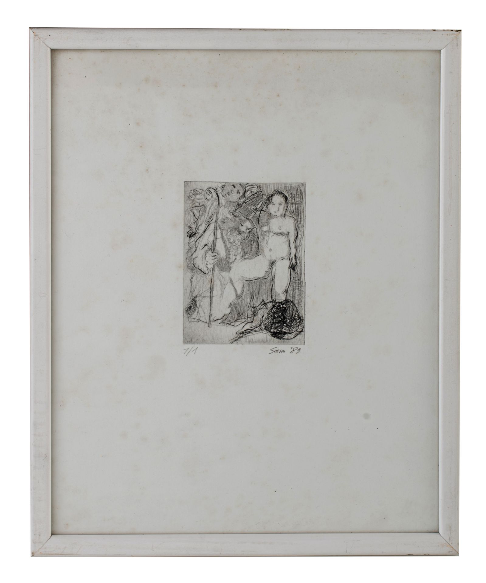 Sam Dillemans (1965), two untitled etchings, 1989, No 1/1, monotype, 7,4 x 9,8 - 6,5 x 13,2 cm - Image 7 of 9