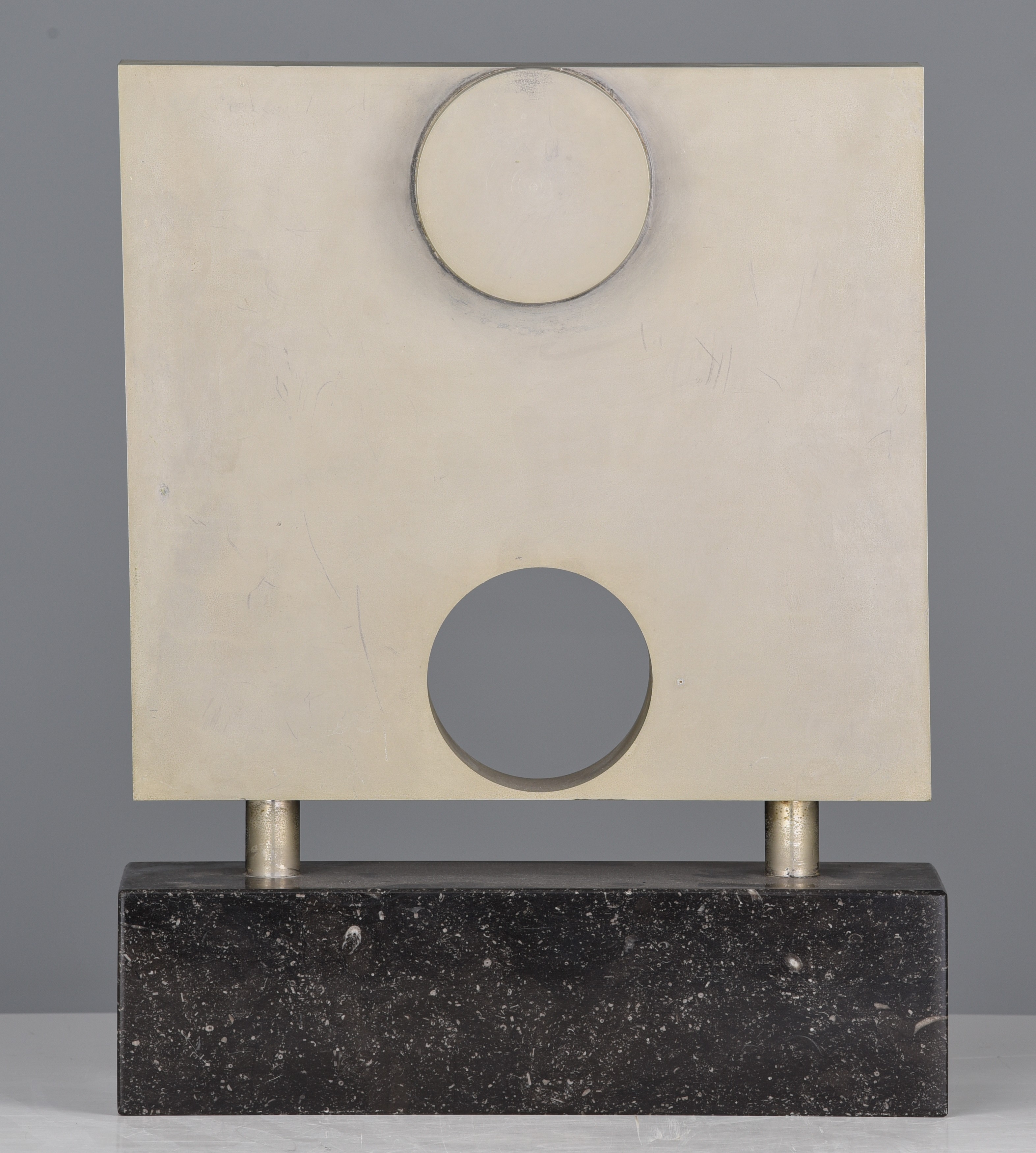 Renaat Ramon (1936), untitled metal sculpture, 1973, mounted on a Belgian blue stone base, H 38 (tot - Image 6 of 11