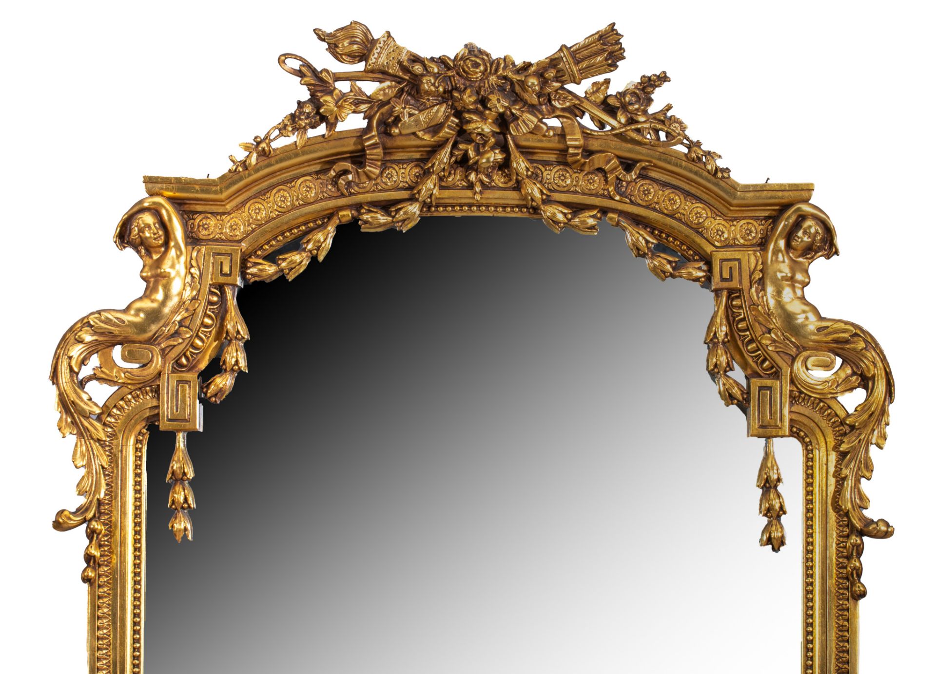 An imposing Neoclassical console table and matching wall mirror, H 92 - W 137 - D 40 - 116 x 191 cm - Image 4 of 11