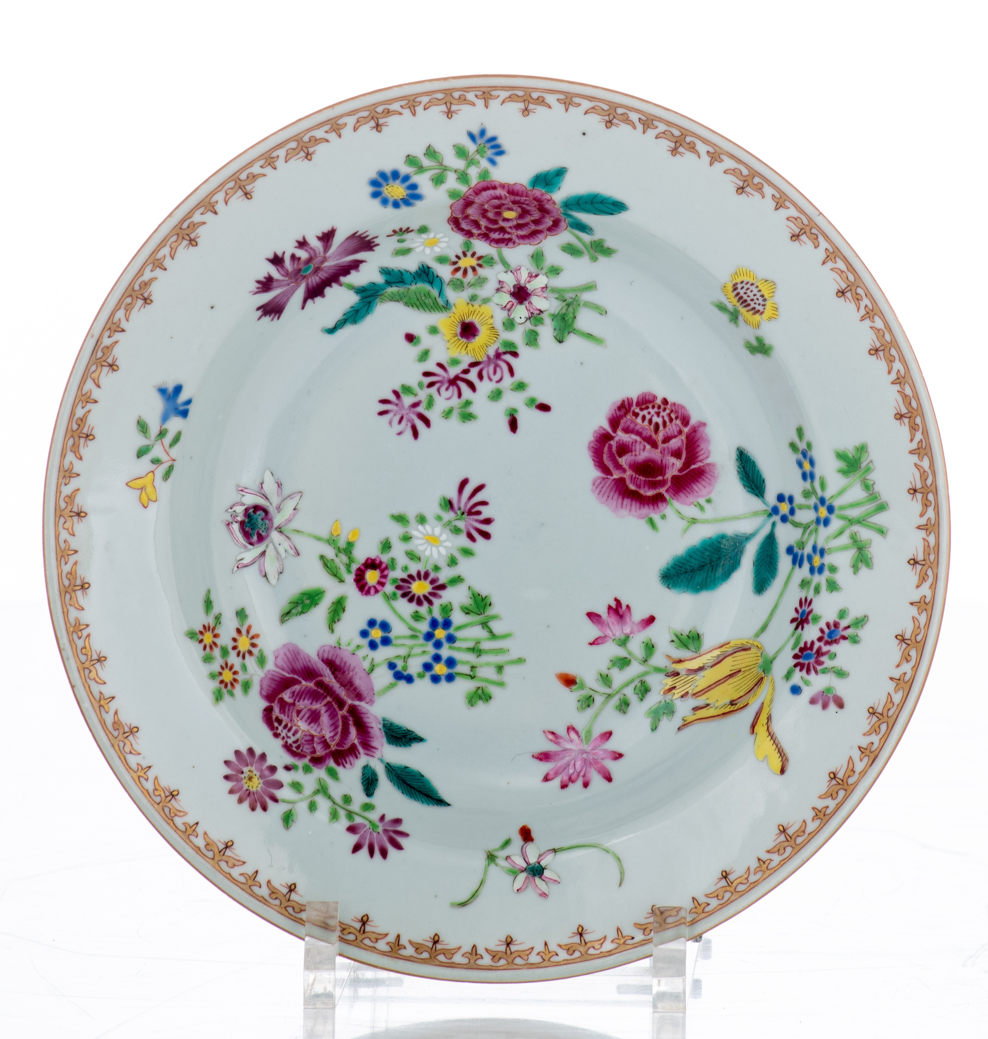 Two Chinese falangcai dishes, Yongzheng, dia. 22 cm - and a collection of four famille rose dishes, - Image 4 of 19