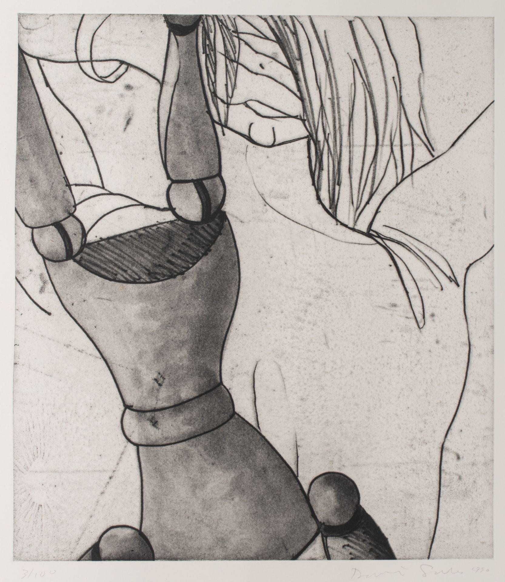 David Salle (1952), 'Composition' (Memoire de la Liberte), etching and aquatint, No 3/100, 42 x 48 c