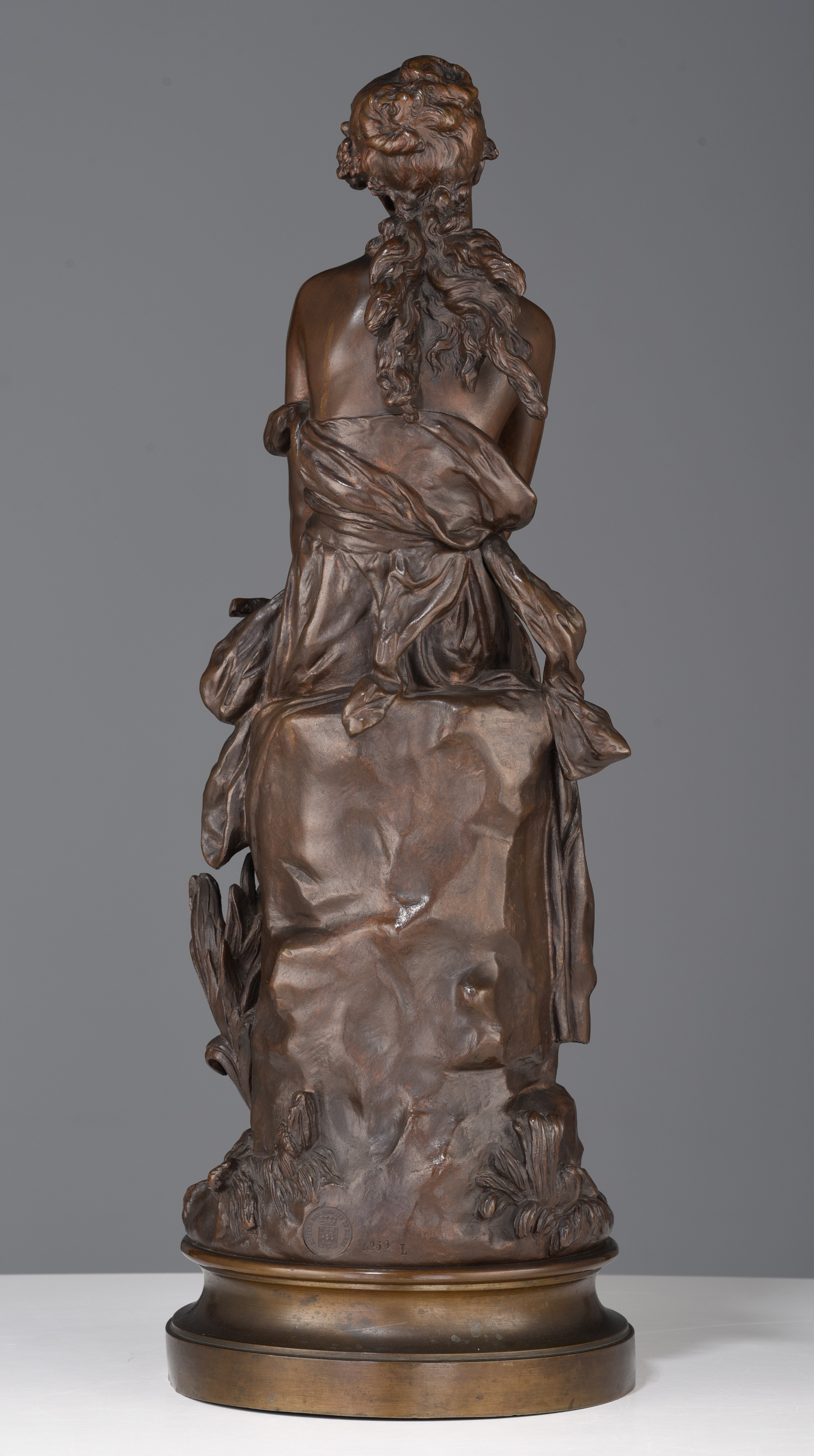 Hippolyte Francois Moreau (1832-1927), 'Le RÍve', patinated bronze, H 56,5 cm - Bild 4 aus 10