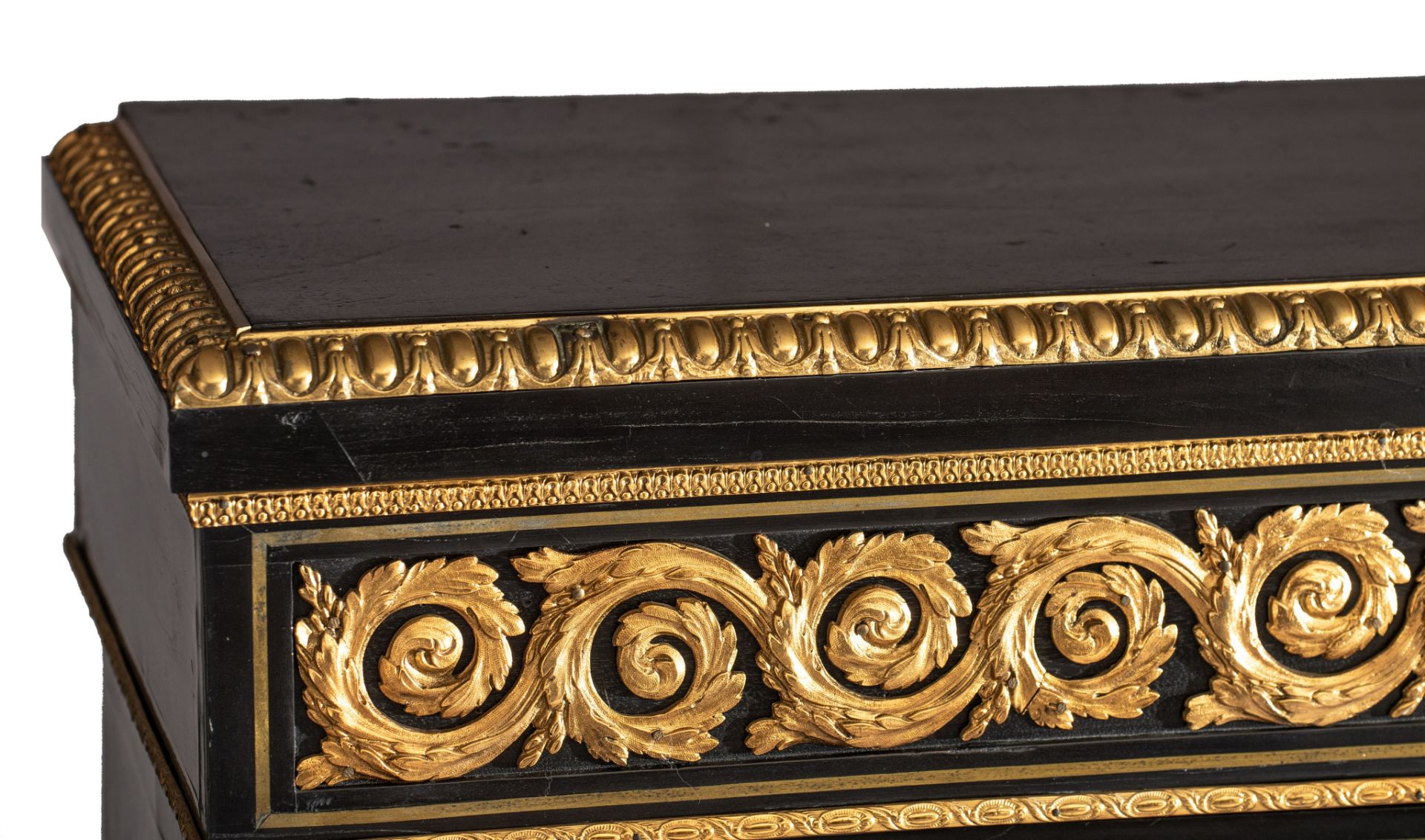 An impressive Neoclassical Napoleon III cabinet, decorated with semi-precious stones, H 118 - W 176 - Image 8 of 8