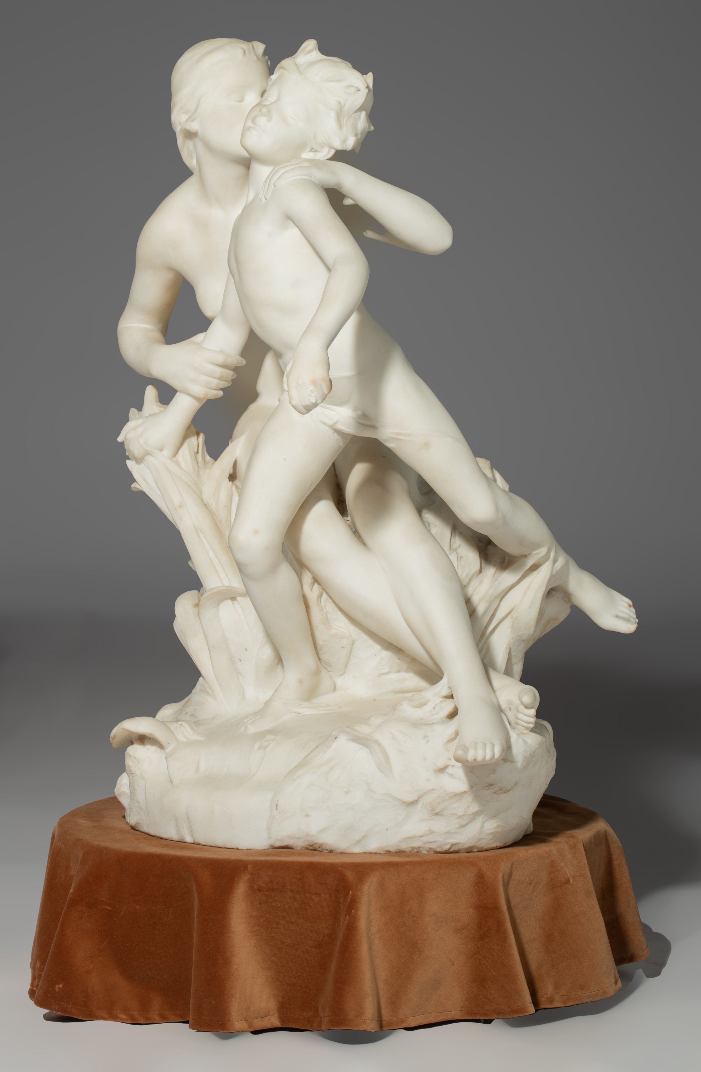 Raoul Larche (1860-1912), 'La Prairie et le Ruisseau', Carrara marble, H 79 cm - Image 2 of 6