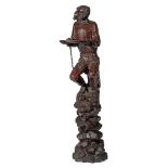 A Venetian patinated wood monkey dumbwaiter, H 140 cm