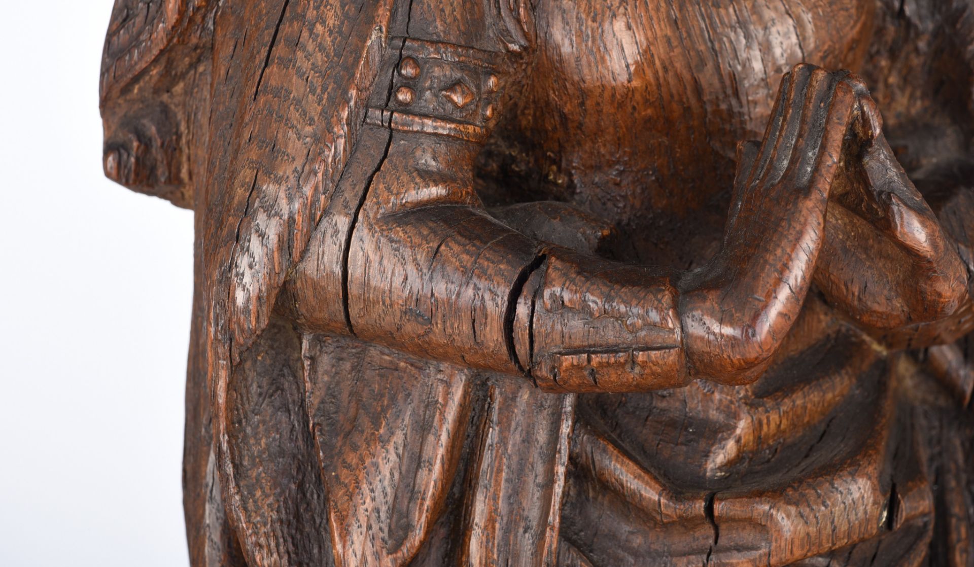 A fine oak sculpture of Saint Margaret and the dragon, 16thC, the Southern Netherlands, H 61 cm - Image 7 of 9