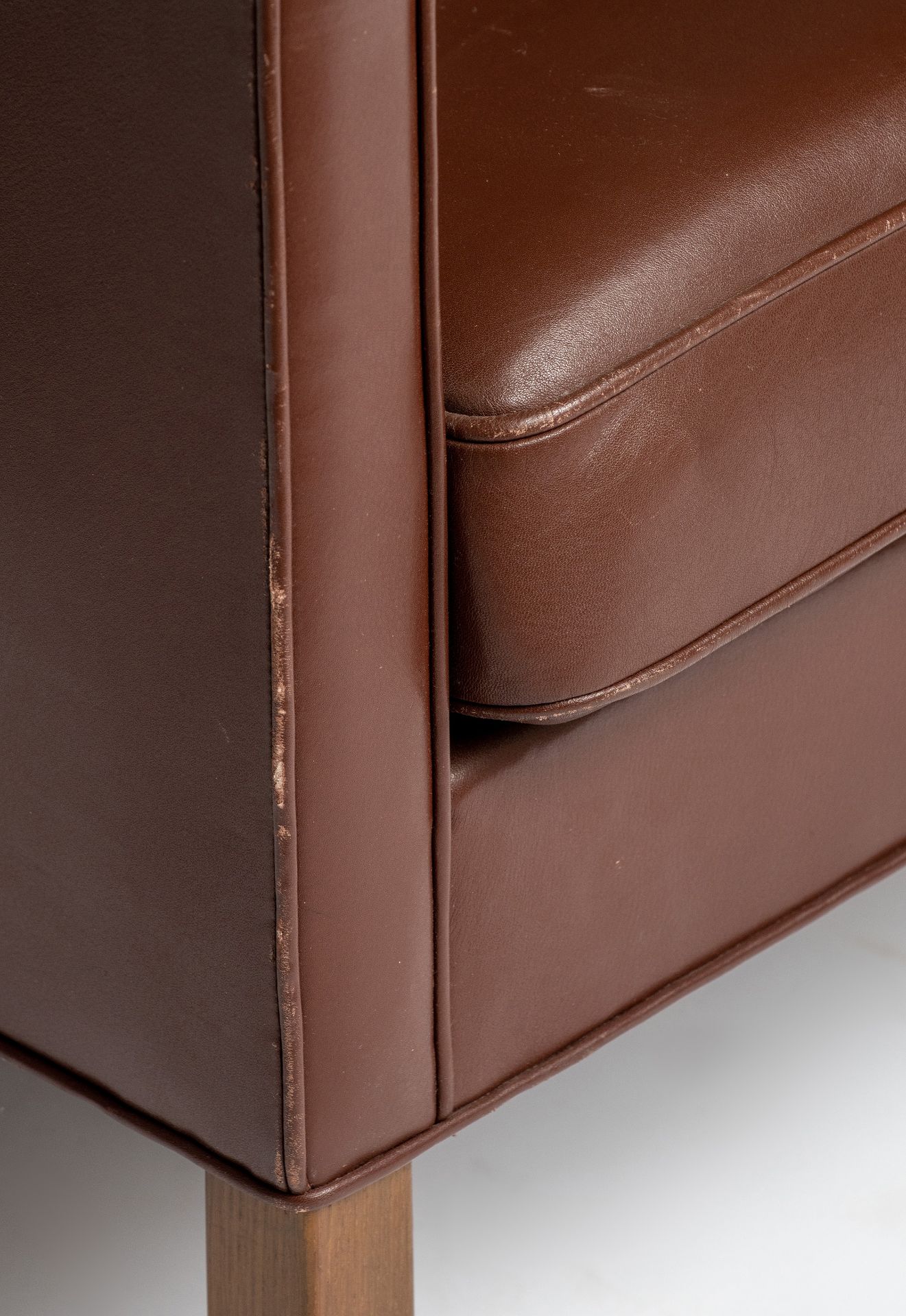 A brown leather armchair by Borge Mogensen for Ed Fredericia Stolefabrik, 1970, H 75 - W 71 cm - Image 9 of 13