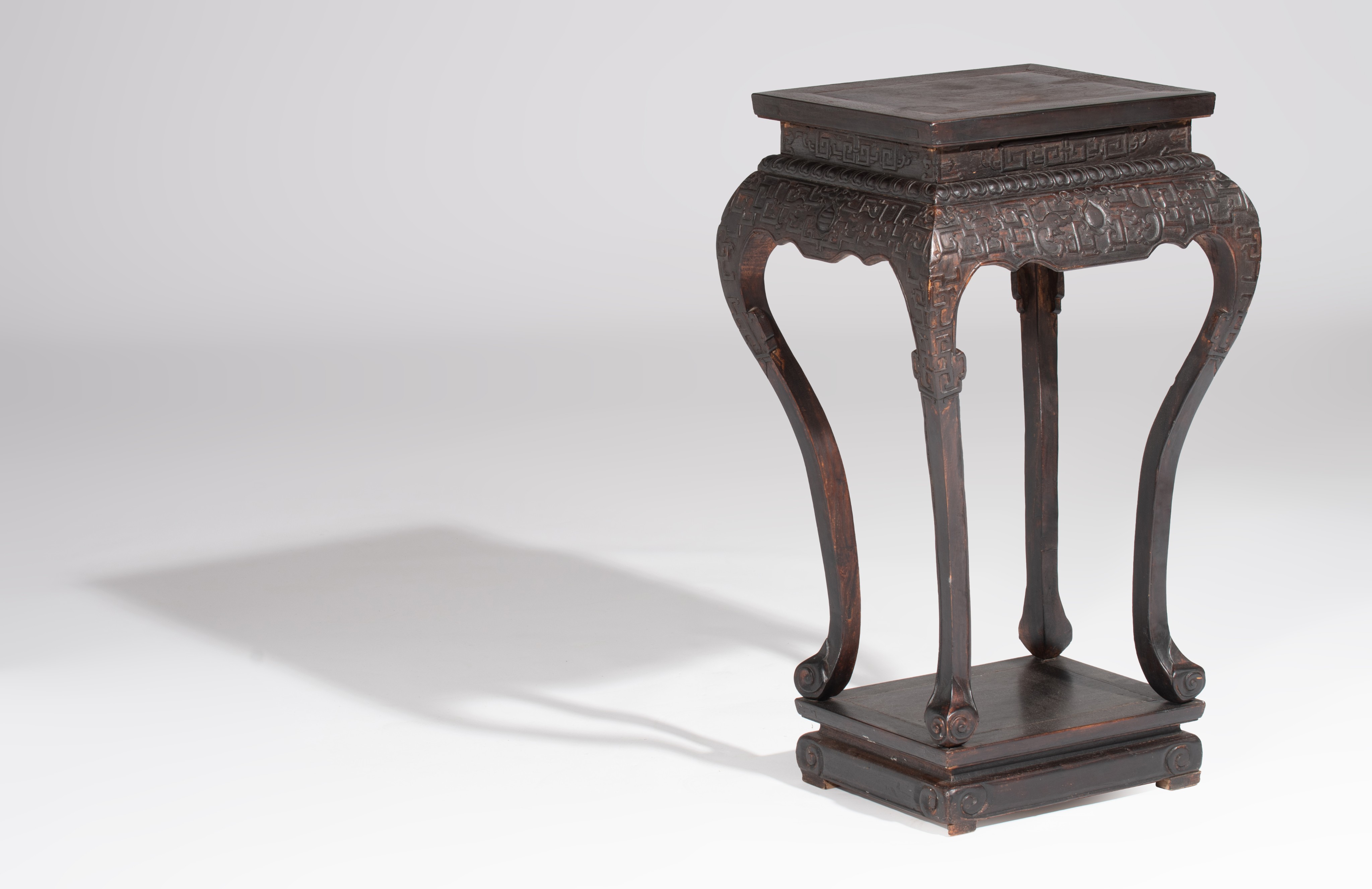 A Chinese Ming style carved hardwood rectangular tea table, H cm - Image 2 of 8