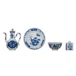 A collection of four Chinese blue and white ware, Ming and Kangxi, tallest H 15 cm