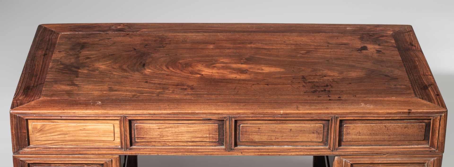 A Chinese hardwood desk, 20thC, H 83 - 144 x 72 cm - Image 8 of 8