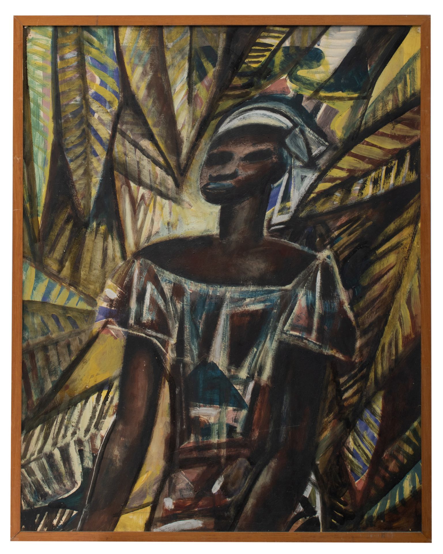 Floris Jespers (1889-1965), African Lady, oil on paper on fibre wood, 80 x 100 cm - Image 2 of 5